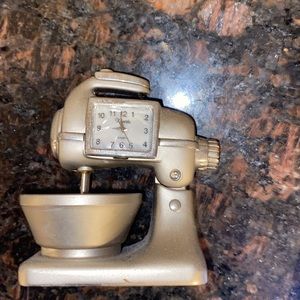 Collectible Mini Clock Kitchen Mixer And Bowl